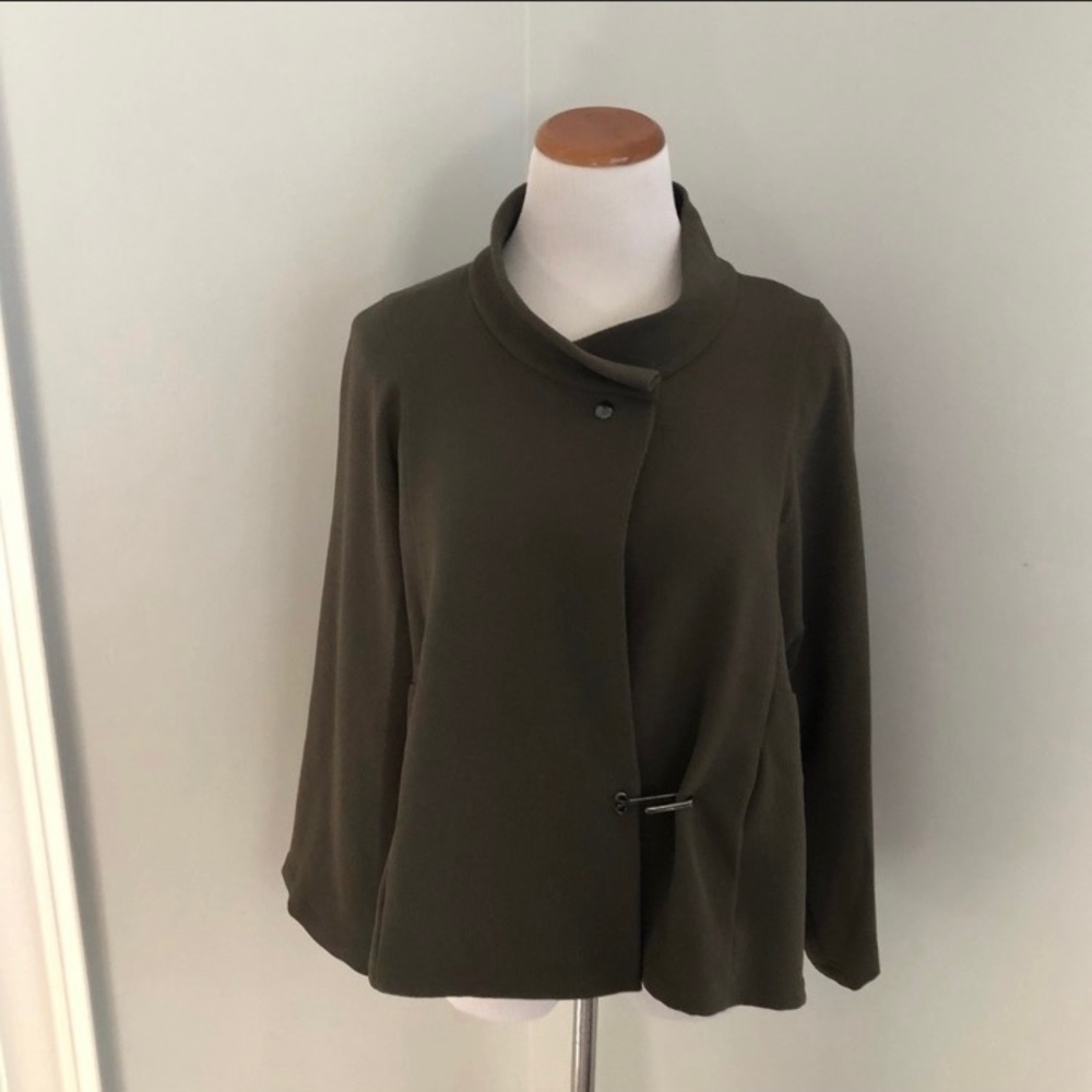 Babette Green Brown Acetate Blend‎ Jacket Sz S